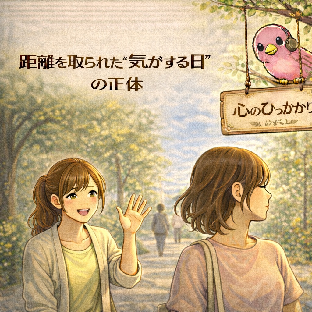 挨拶する女性と目を逸らす女性のイラスト。距離を取られた「気がする日」の心理を表現したアイキャッチ画像。